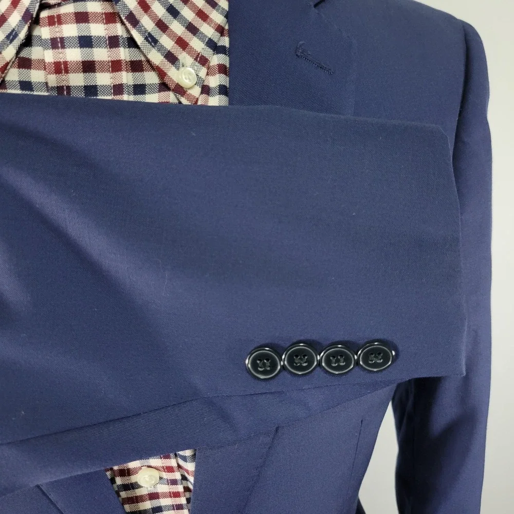 Calvin Klein Men's Sport Coat Blazer Two Button Blue Wool Extreme Slim Fit 40L